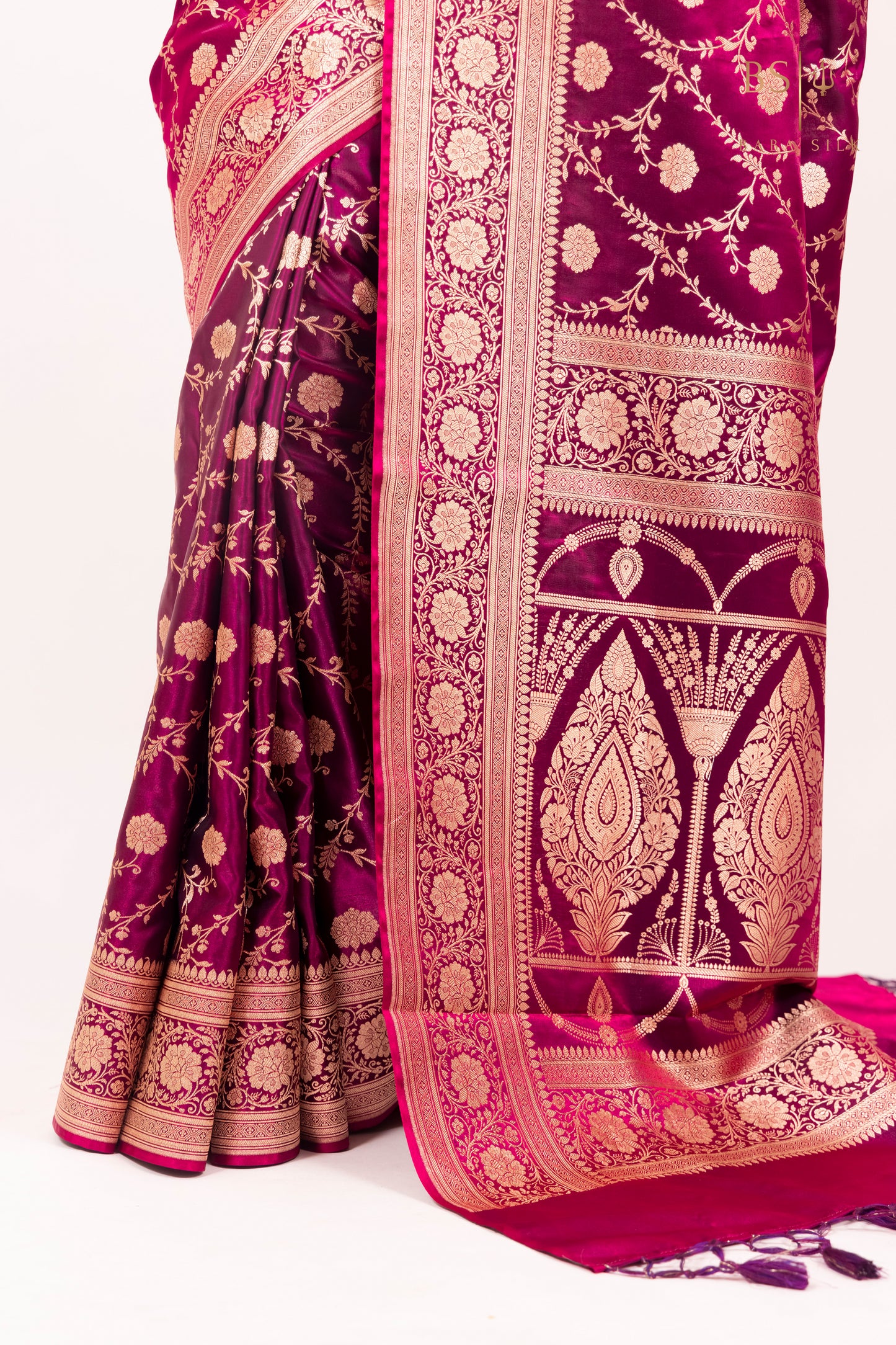 Magenta Jaal Banarasi Silk Saree