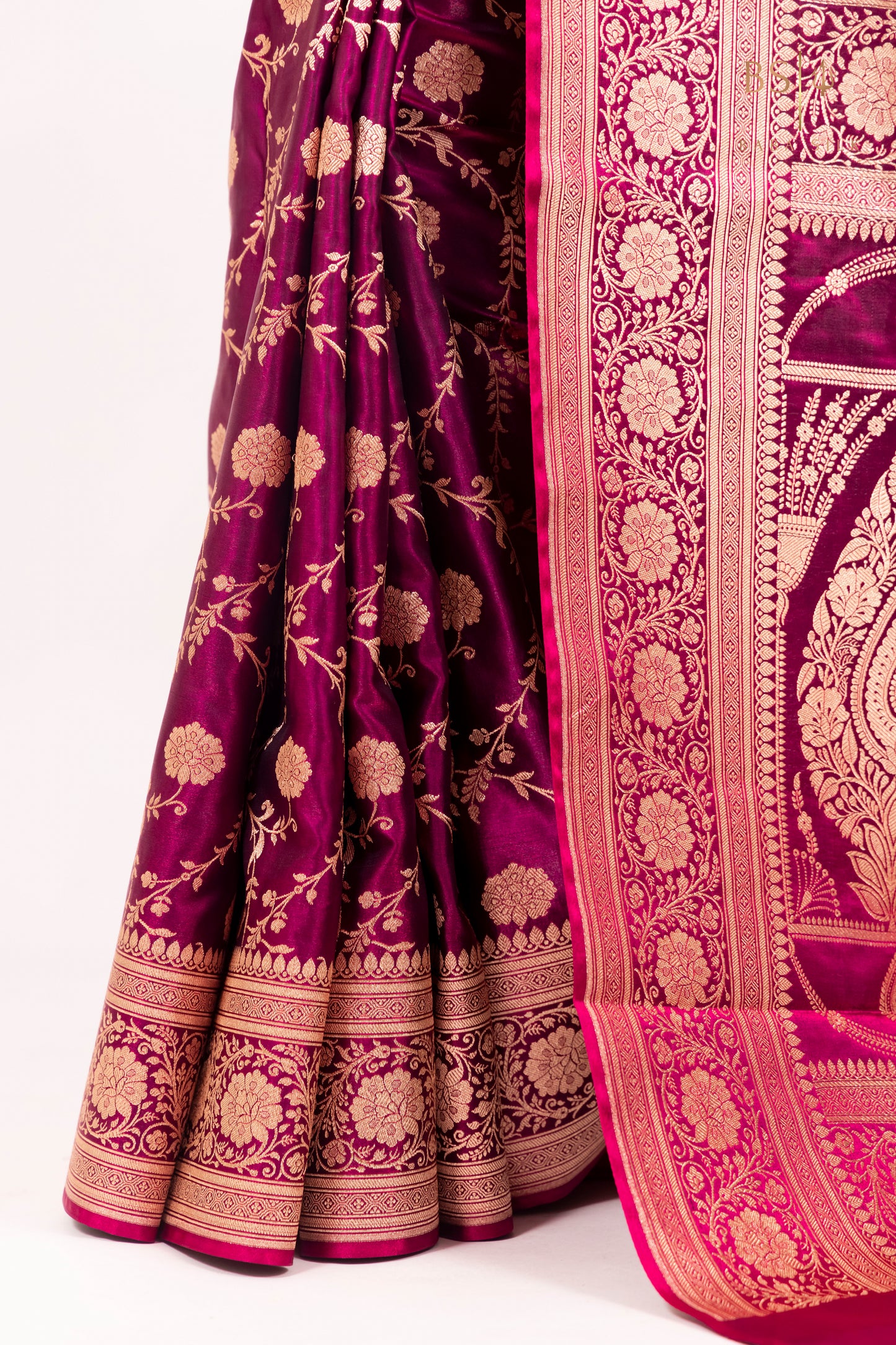 Magenta Jaal Banarasi Silk Saree