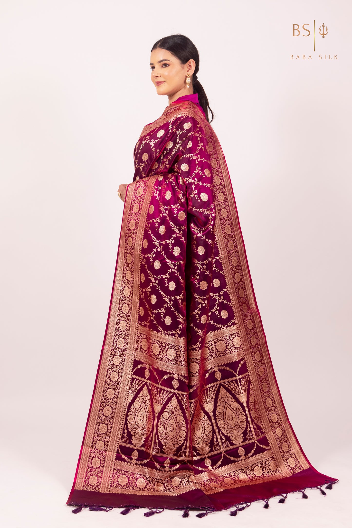 Magenta Jaal Banarasi Silk Saree