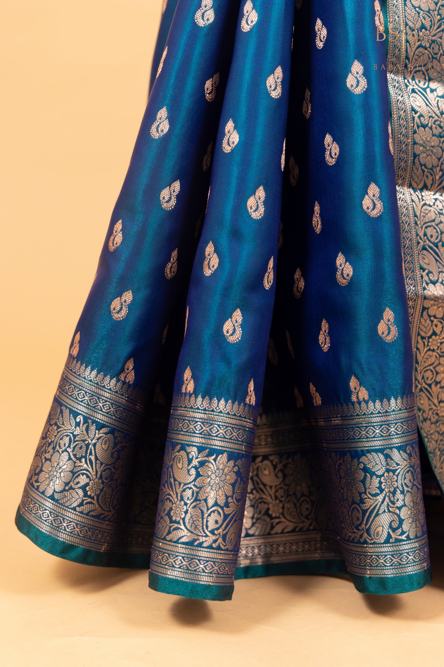 Peacock Blue Booti Banarasi Silk Saree