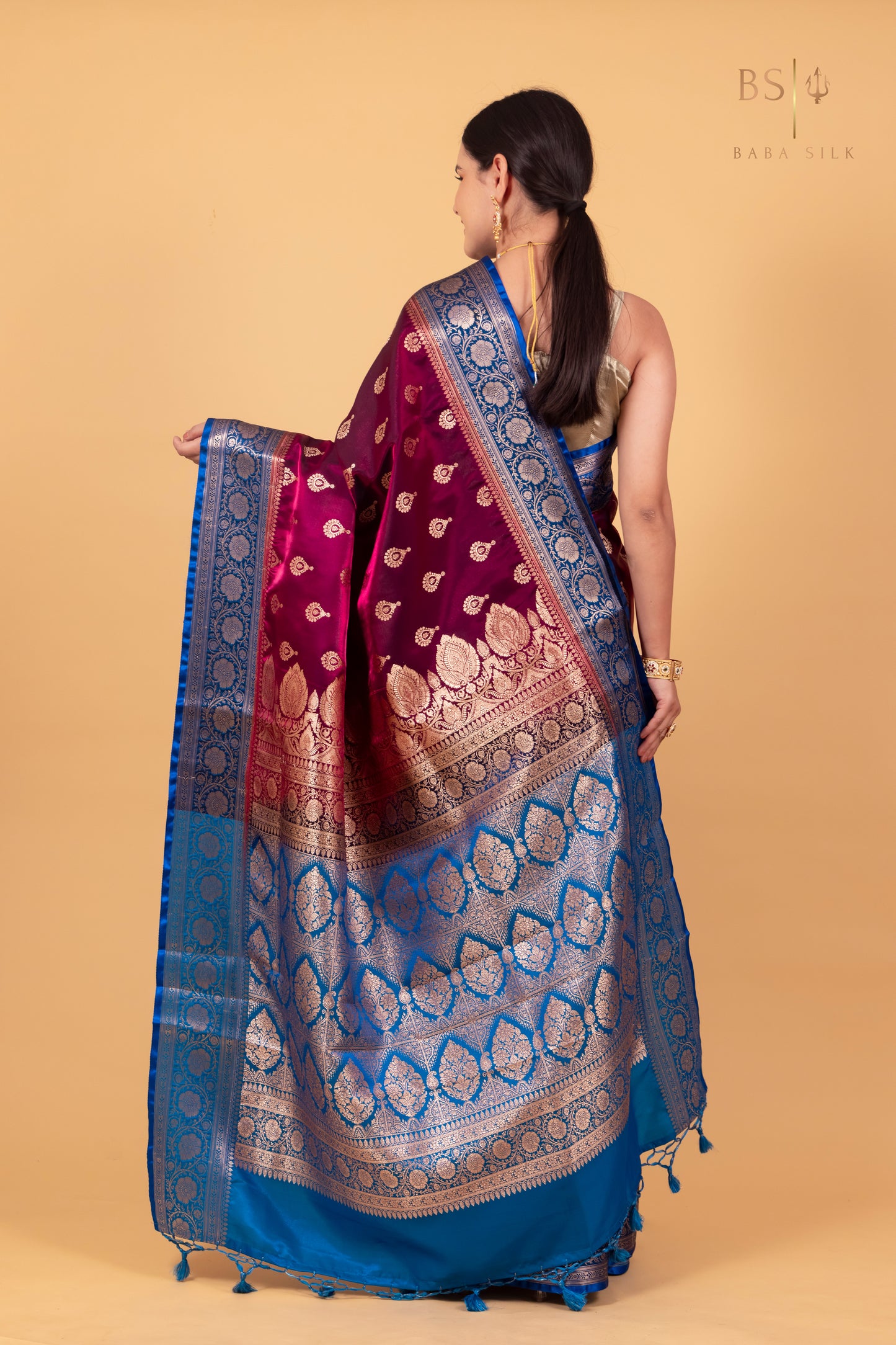 Maroon Booti Banarasi Silk Saree