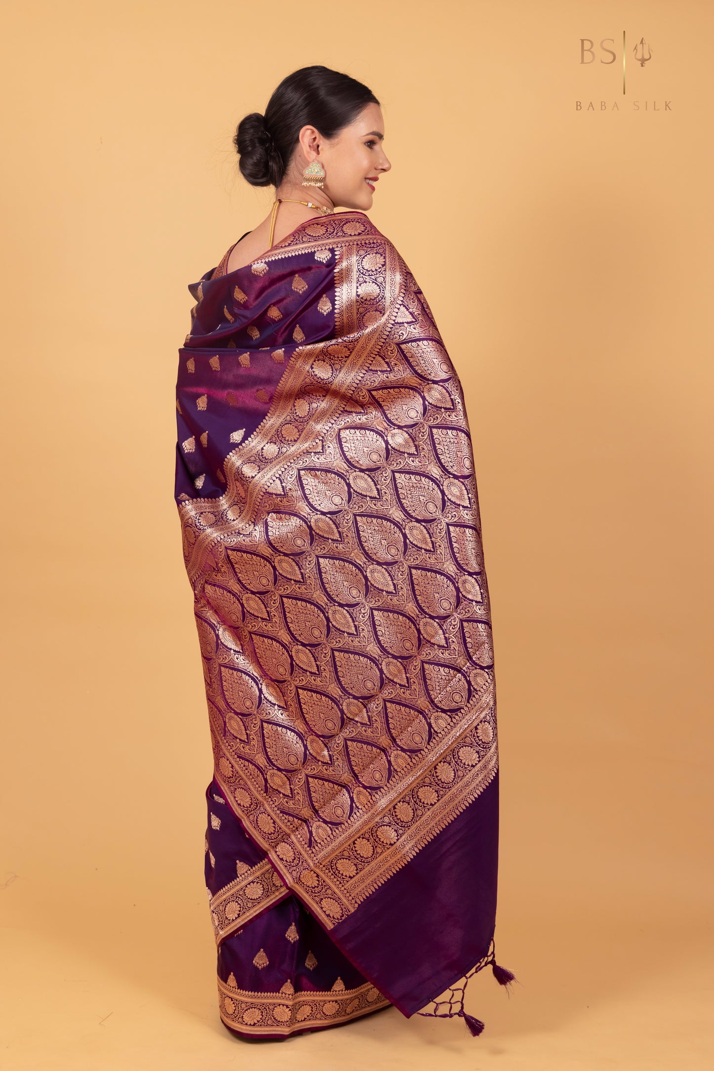 Purple Booti Banarasi Silk Saree