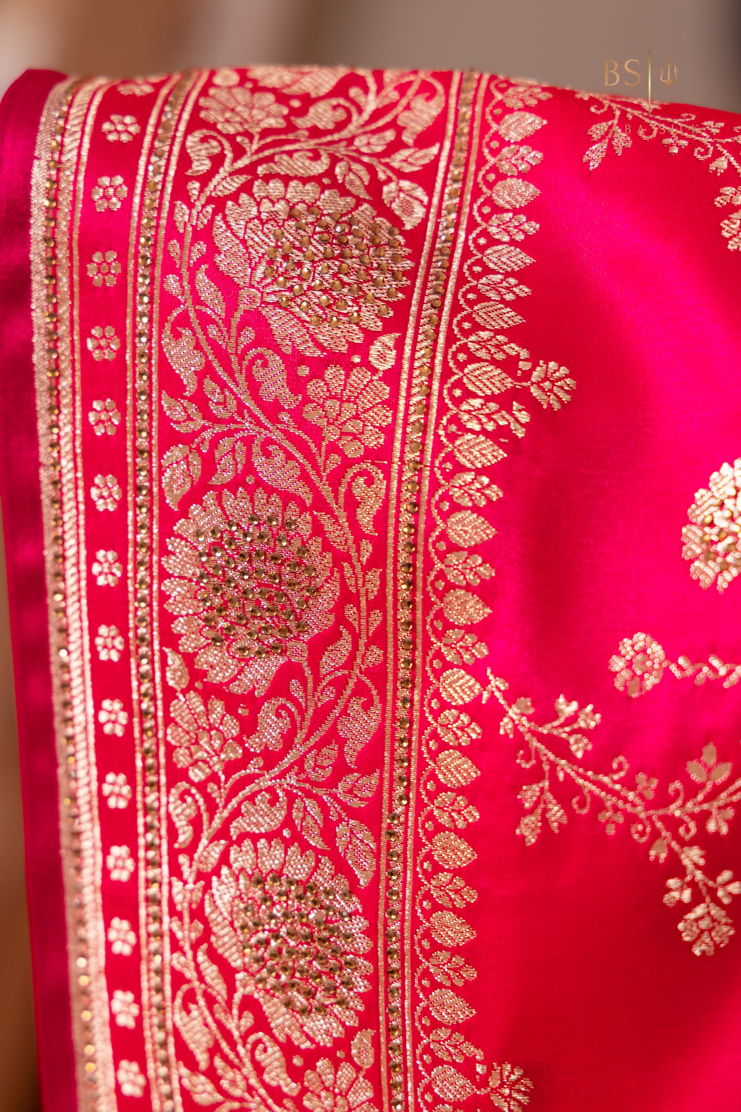 Pink Orange Jaal Banarasi Silk Saree - Baba Silk