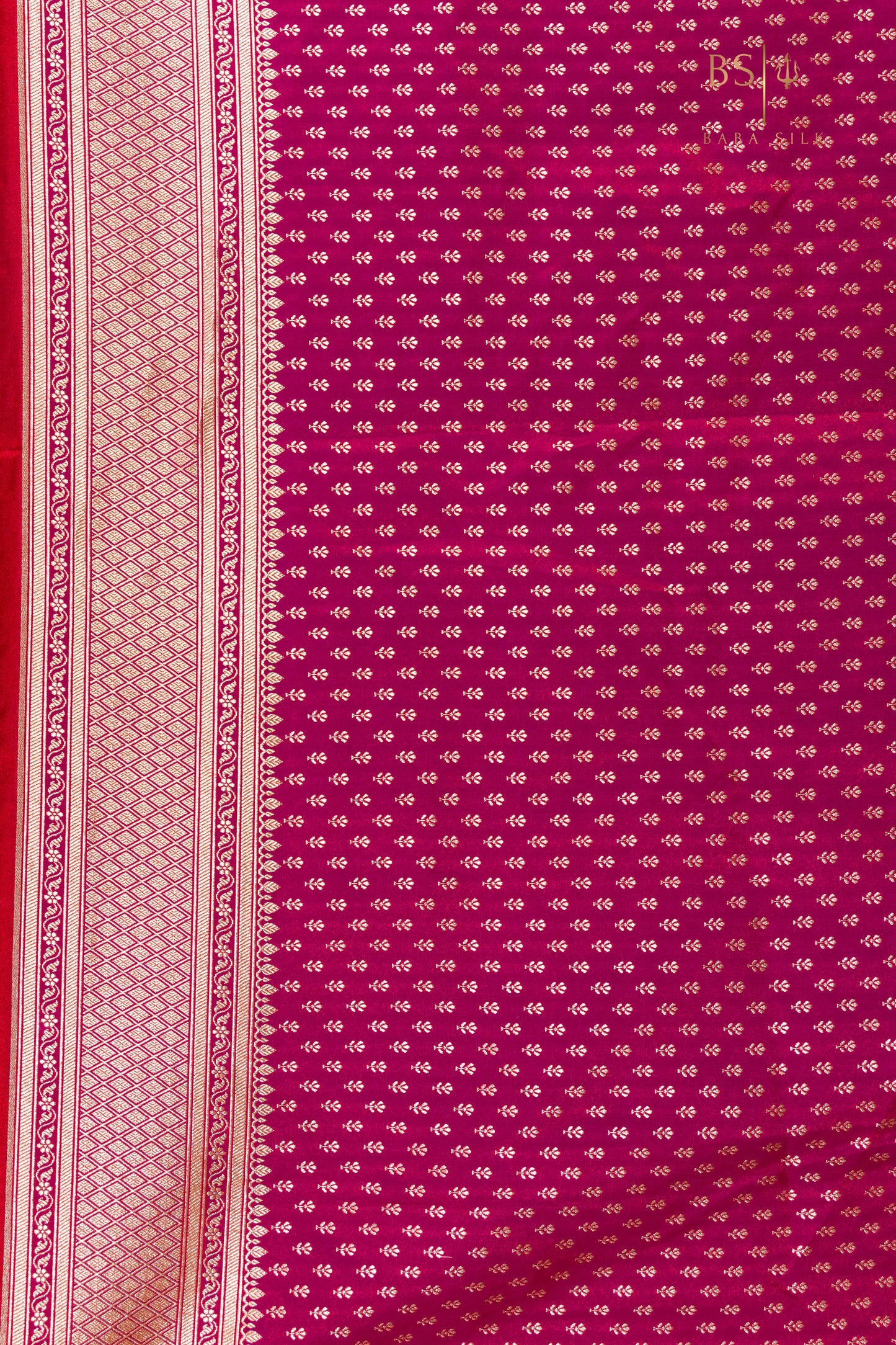 Bright Pink Booti Banarasi Silk Saree