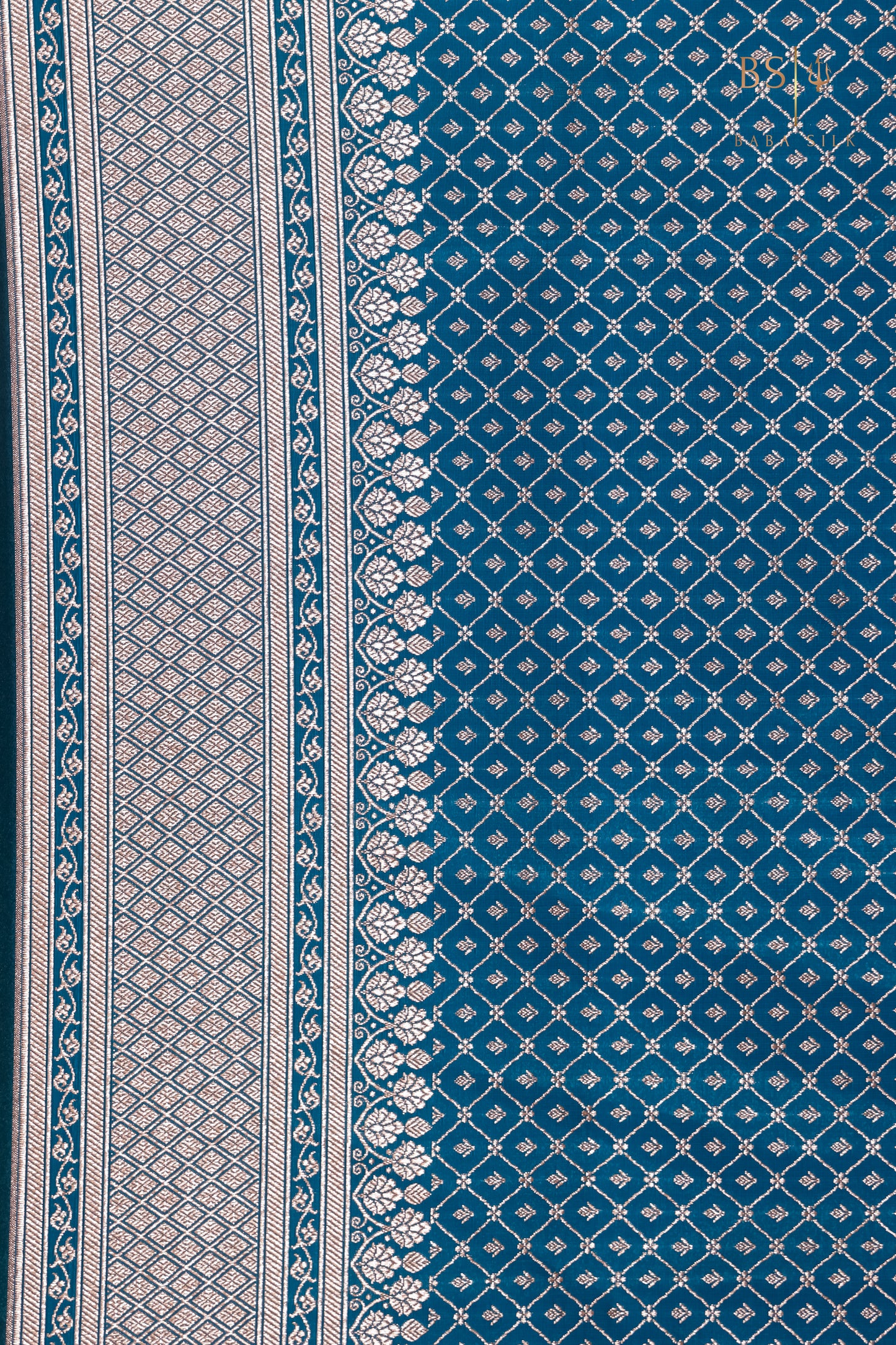 Teal Blue Booti with swarovski Banarasi Silk Saree - Baba Silk