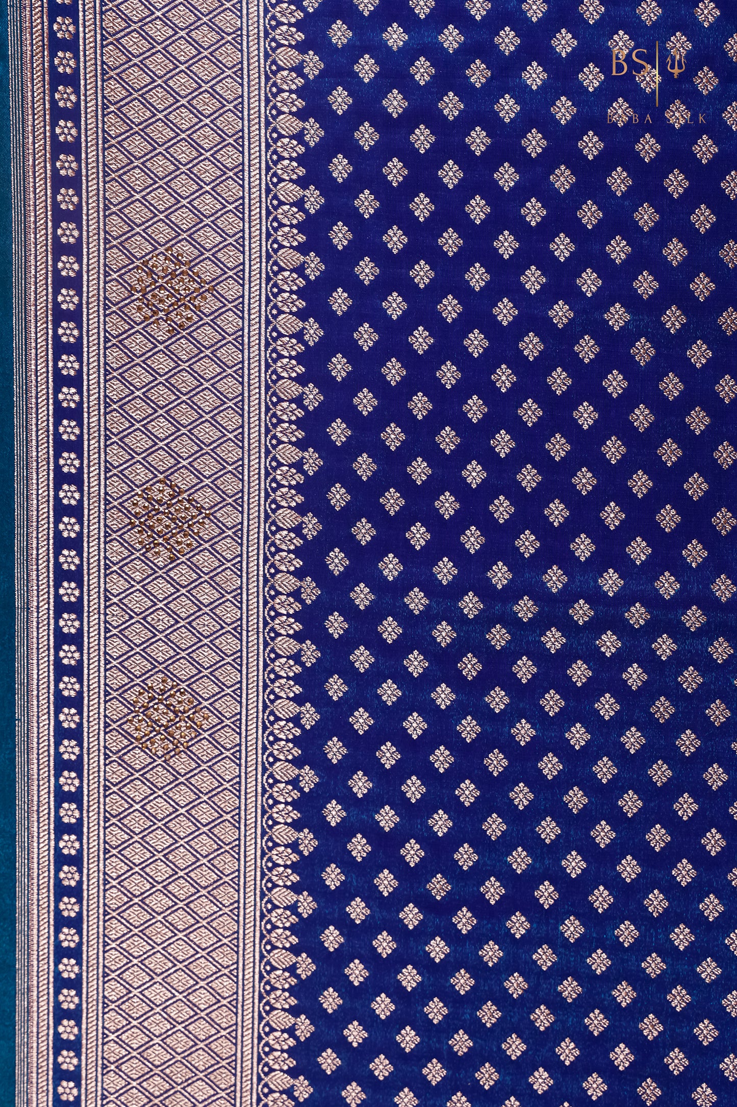 Peacock Blue Jaal with swarovski Banarasi Silk Saree