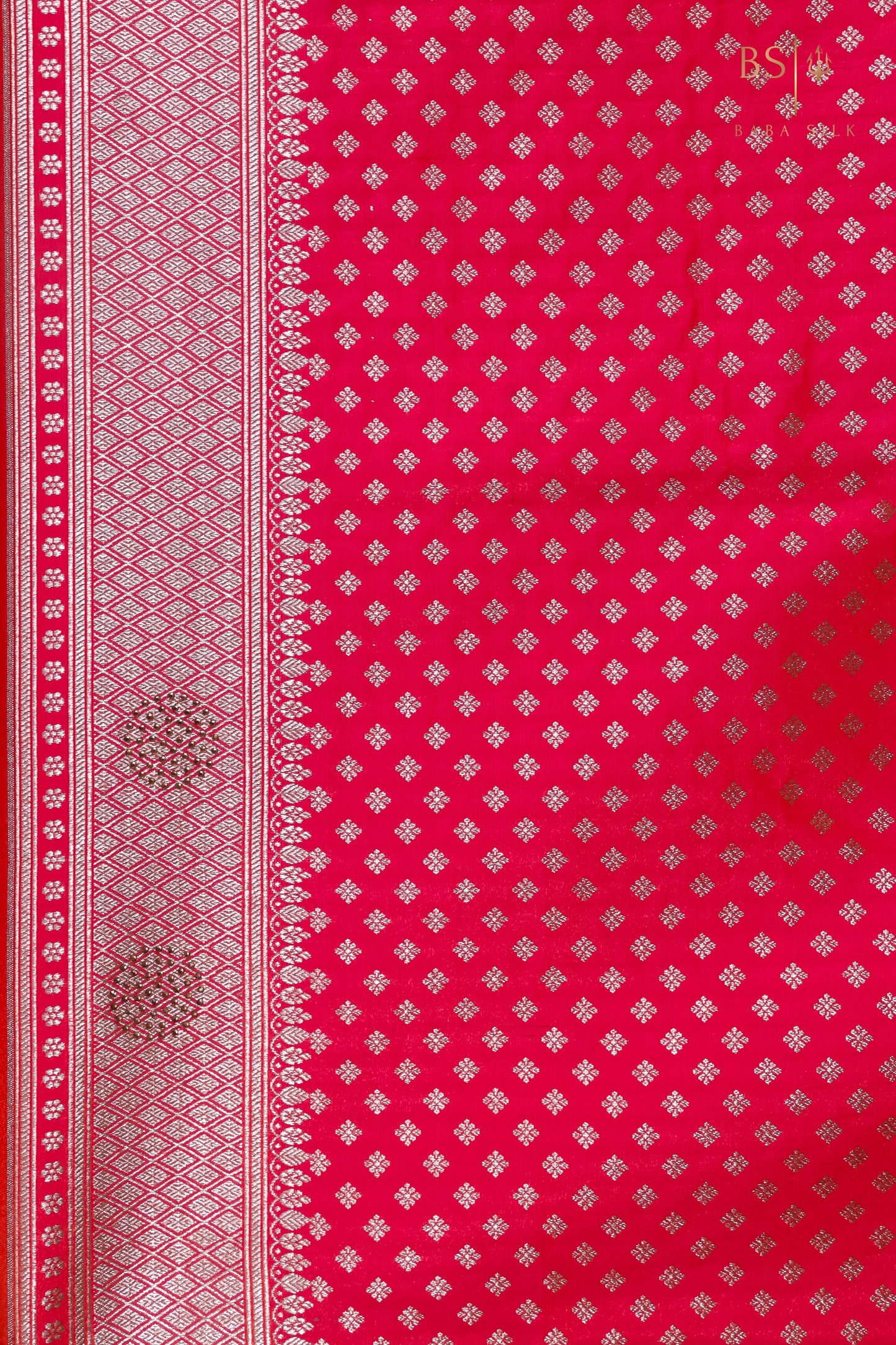 Pink Orange Booti with swarovski Banarasi Silk Saree