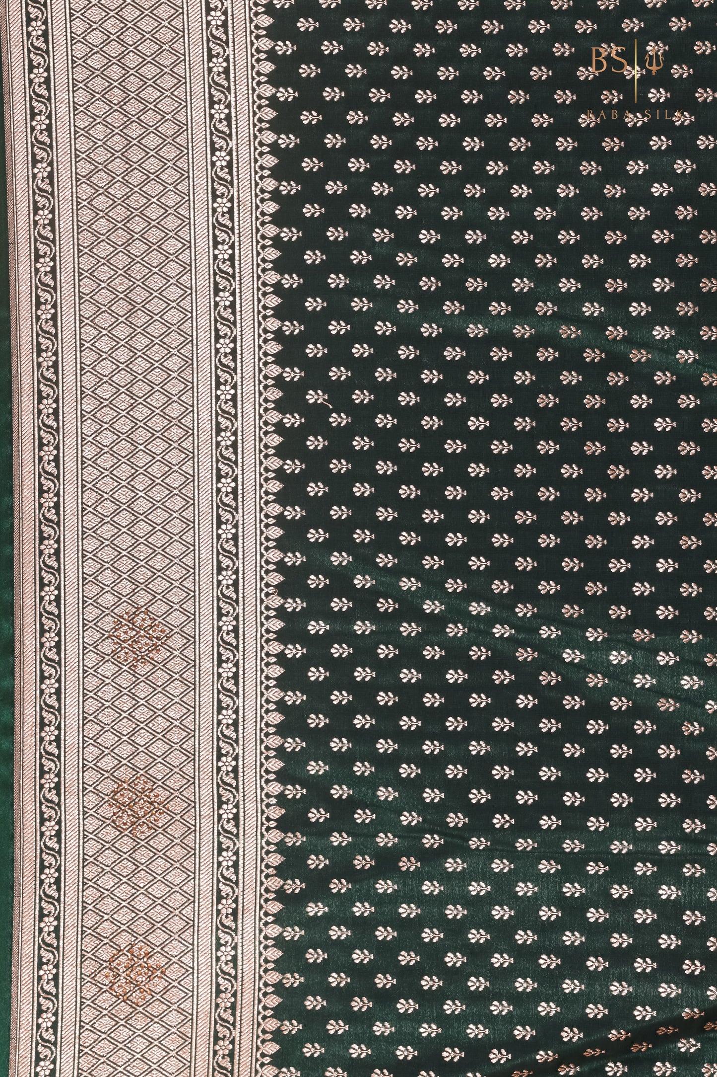 Bottle Green Booti with swarovski Banarasi Silk Saree